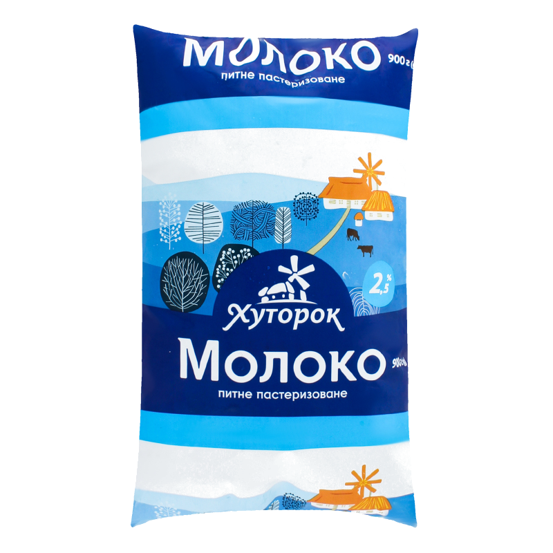 Молоко коров'яче ХУТОРОК, пастеризоване, 2,5%, 500г